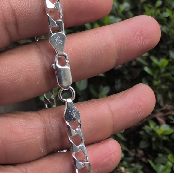 Sterling Silver Square Curb Diamond Cut Ten Sided  5.8mm Bracelet - 762 - Picture 1 of 3